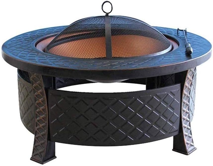 Outdoor Fire Pits Home Fire Pit - Large Bonfire Wood Burning Patio & Backyard Firepit for Outside with Round Spark Screen, Fireplace Poker and Metal Grate Feito na China