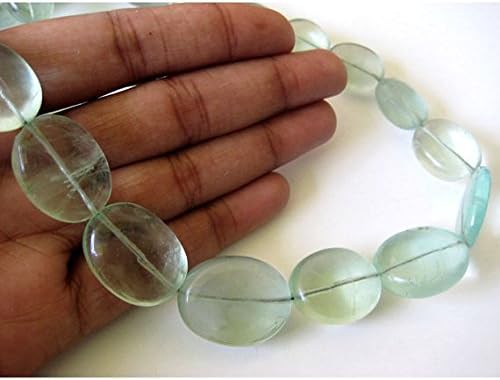 1 Strand Natural Green Flourite Tumbles - Fluorite - Fine Quality Fluorite - 24mm to 16mm - 17 Inch