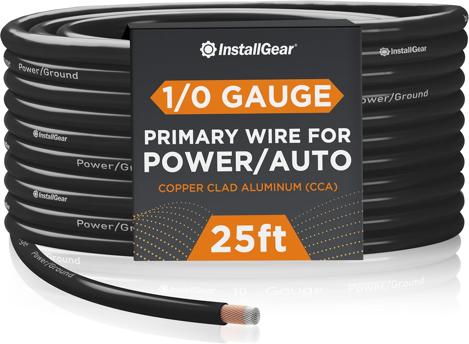 InstallGear 1/0 Gauge Wire (50ft) Copper Clad Aluminum CCA - Primary Automotive Wire, Car Amplifier Power & Ground Cable, Battery Cable, Car Audio Speaker Stereo, Trailer Wiring Welding Cable 1/0 ga