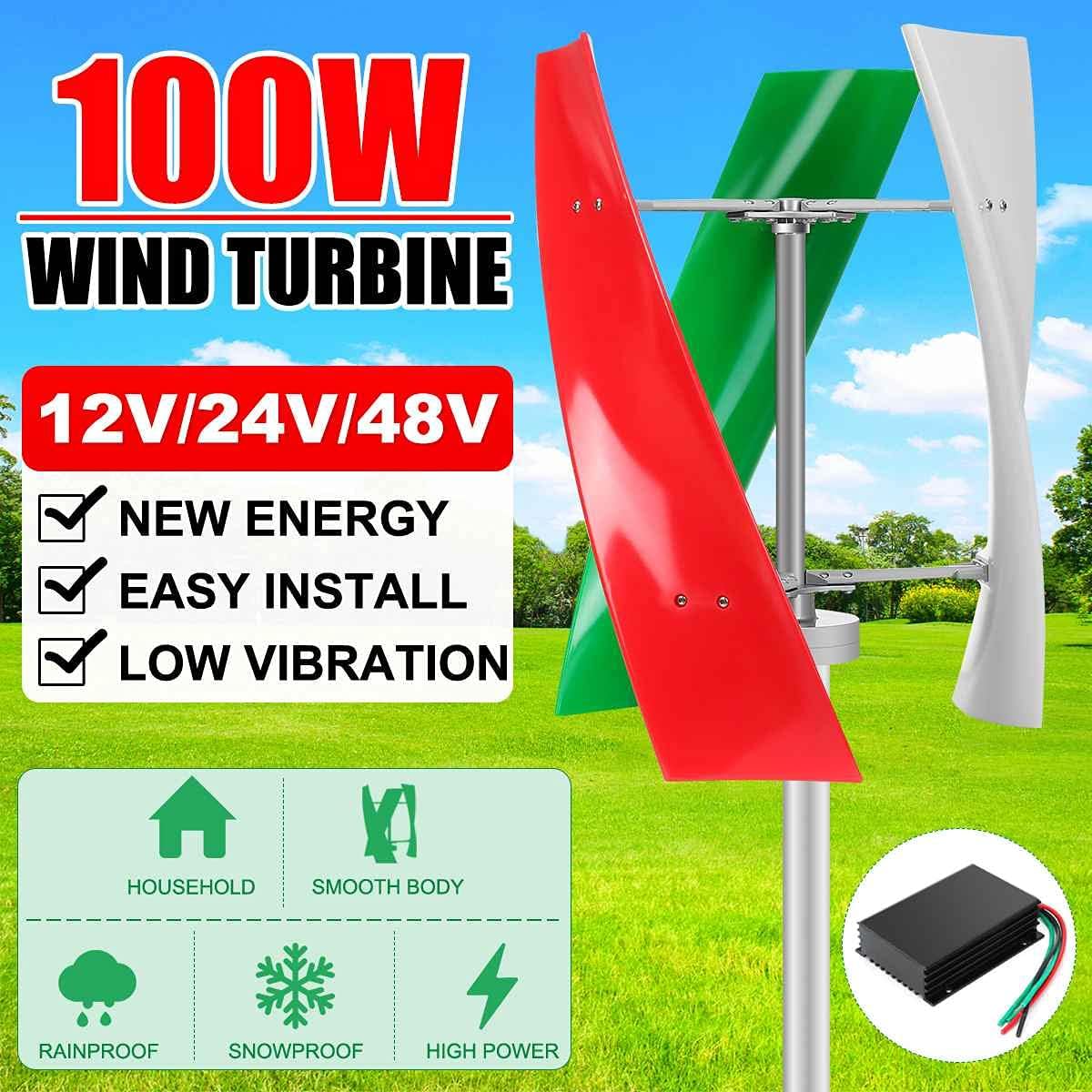 1000W 12V 24V 48V Lantern Wind Generator 3 Blades Vertical Axis Permanent Maglev Wind Turbine Generator with MPPT Controller,24v
