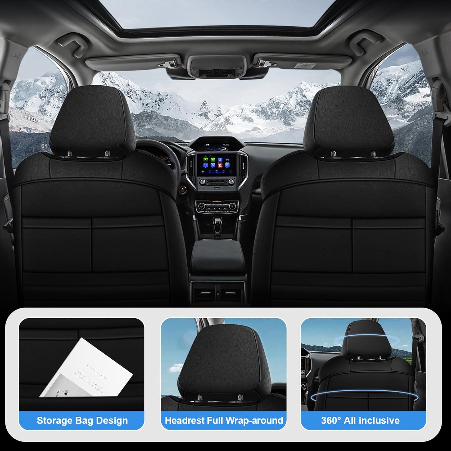 Car Seat Cover for Subaru Outback Seat Covers 2020 2021 2022 2023 2024 2025 Accessories - Full Set Black Car Seat Protector