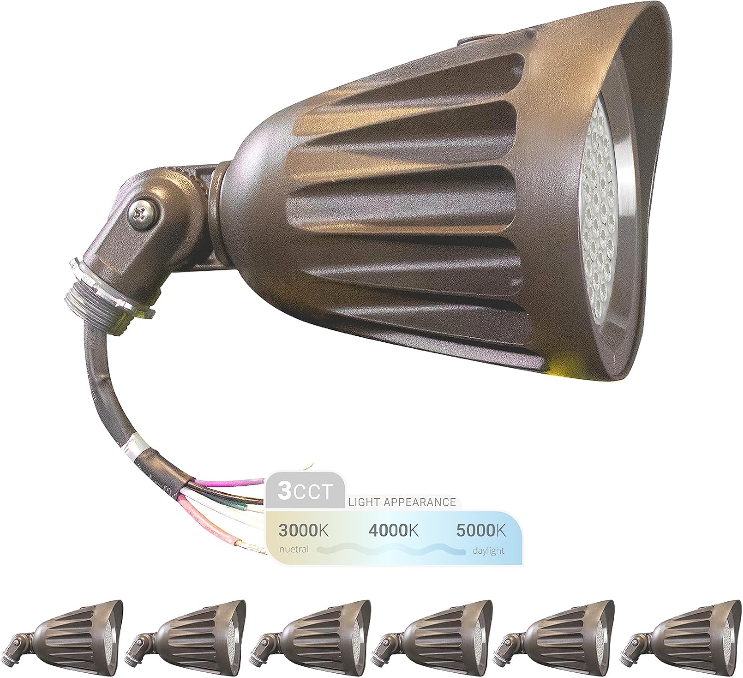 NUWATT 25W Bullet Spot Lights Outdoor LED Landscape Light, 3500 LM Bright Outdoor Lighting for Yard, 30K/40K/50K Selectable, 1/2