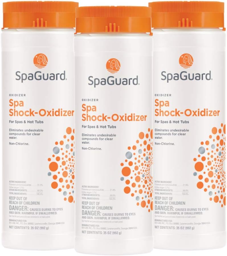 SpaGuard Spa Shock Oxidizer for Spas & Hot Tubs, 35 oz, Pack of 3, Non-Chlorine Oxidizer, Easy to Use, Quick-Dissolving Shock Treatment