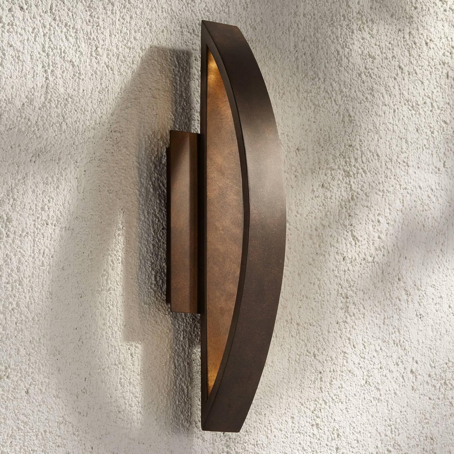 Possini Euro Design Modern Outdoor Wall Light Fixture LED Mottled Coppered Bronze Brown 20 1/2