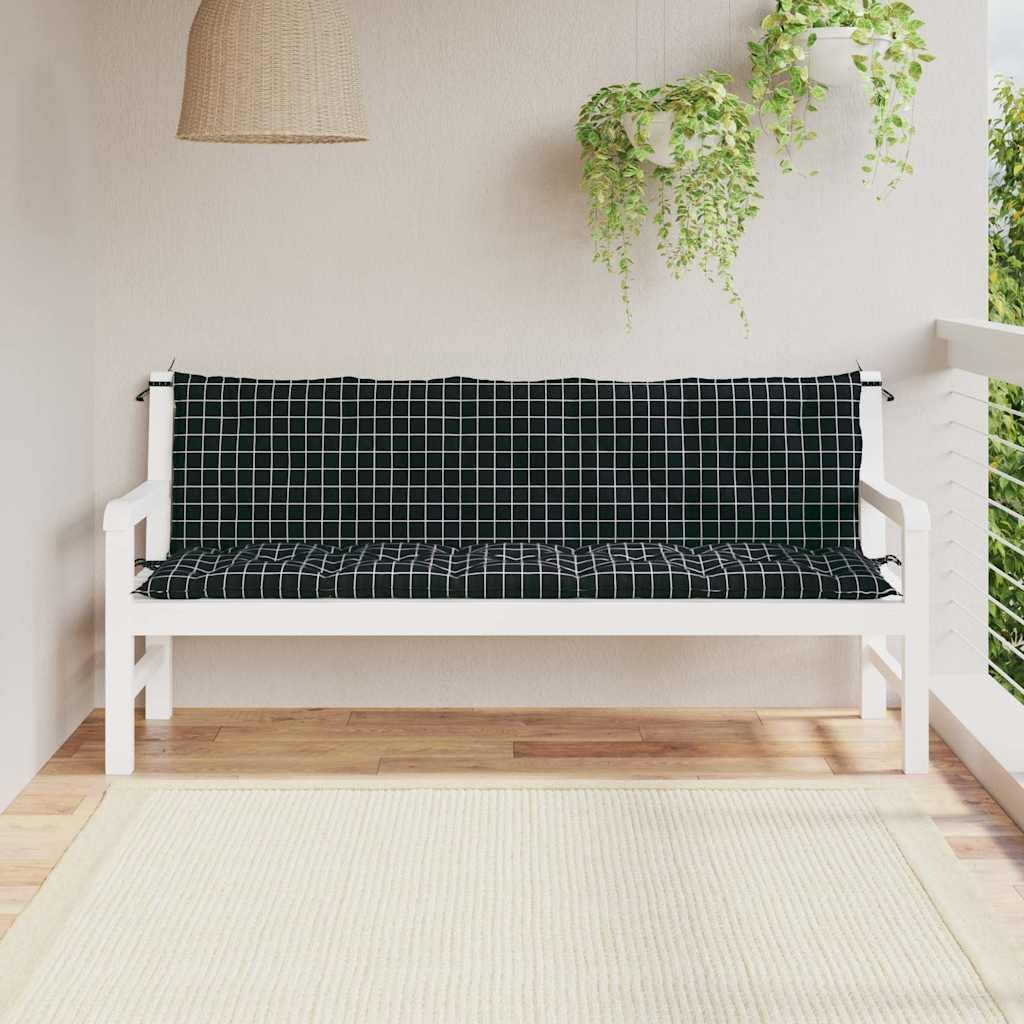 Garden Bench Cushions 2 pcs Black Check Pattern Oxford Fabric,Outdoor Bench Cushion Set Premium Comfort and Style for Patio and Garden Patio Furniture Accessories, Cushions