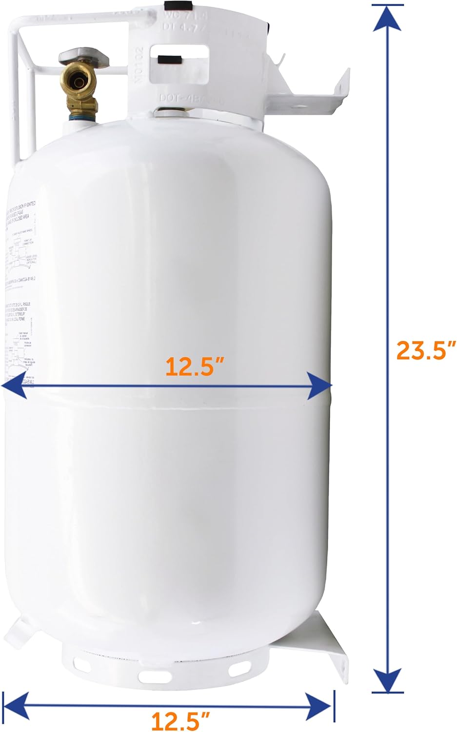 Flame King YSN301HZL 30lb Steel Horizontal Propane Tank Cylinder for Fire Pit Tables, Patio Heaters, Barbeques, RVs, and Truck Campers, 30-Pound, White