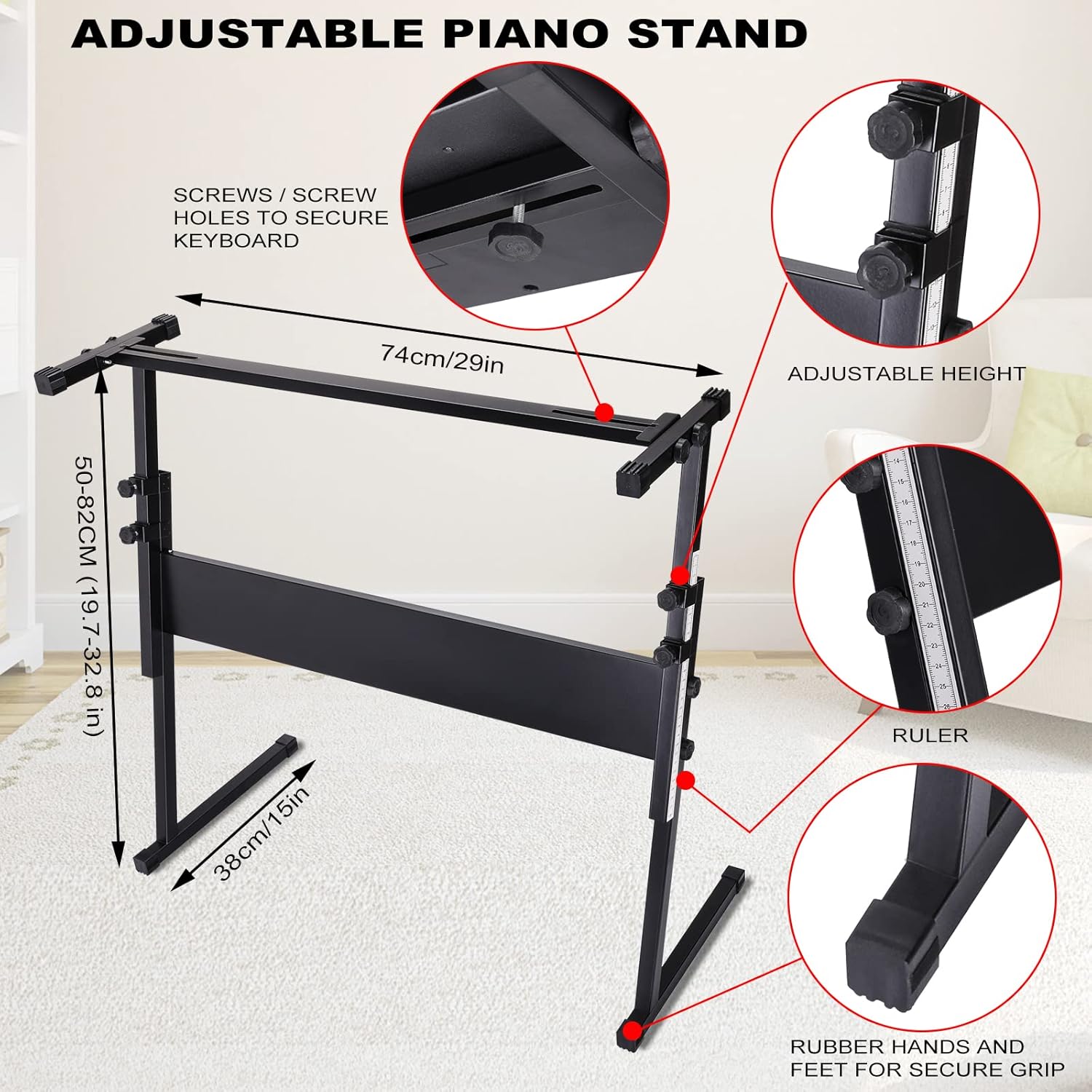 Piano Keyboard for Kids Beginner, 61 Key Digital Keyboard Piano Set with Headphone, Microphone, Music Sheet, Power Adapter, Piano Stand, Black