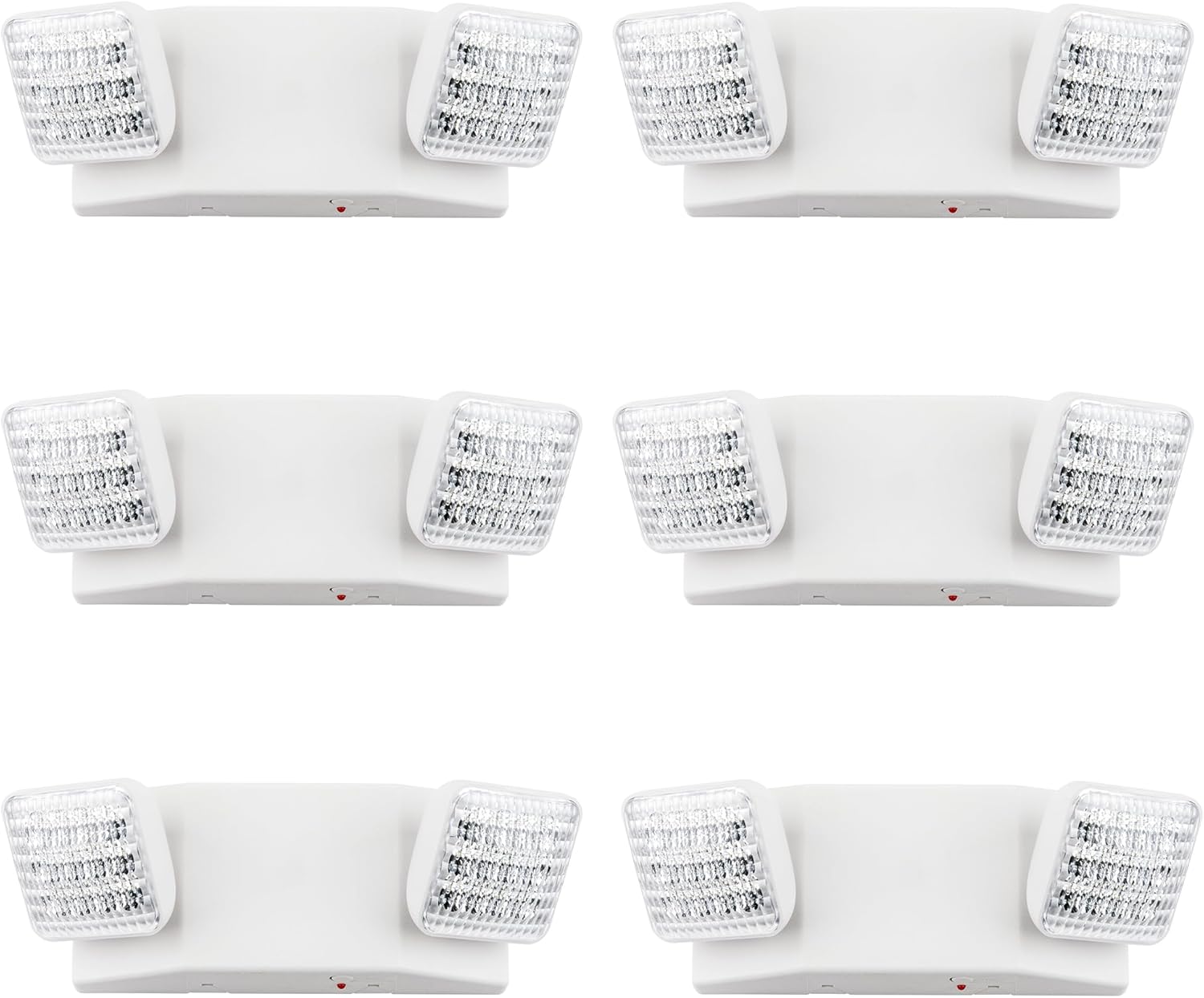LIT-PaTH LED Emergency Lighting Fixtures with 2 LED Heads and Back Up Batteries- US Standard Exit Light, UL 924 and CEC Qualified, 120/277 Voltage, 6-Pack