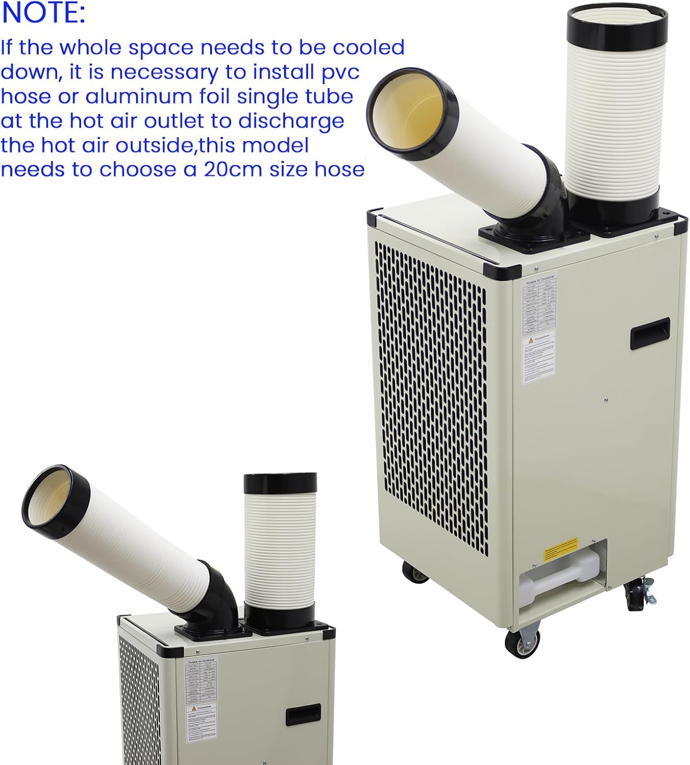 110V Industrial Air Conditioner 350-450m³/h Commercial Portable Industrial Spot Cooler Mobile Air Conditioner Single Column 9180BTU/H, 1000W