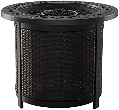 Round Firepit Table with Wicker Base
