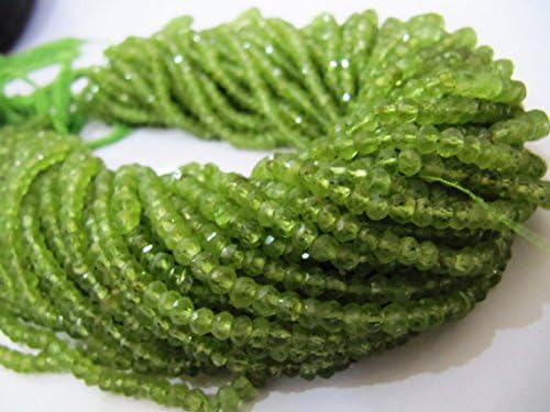 peridot rondelle faceted 4mm beads, natural gemstone strands 13 inches long sold