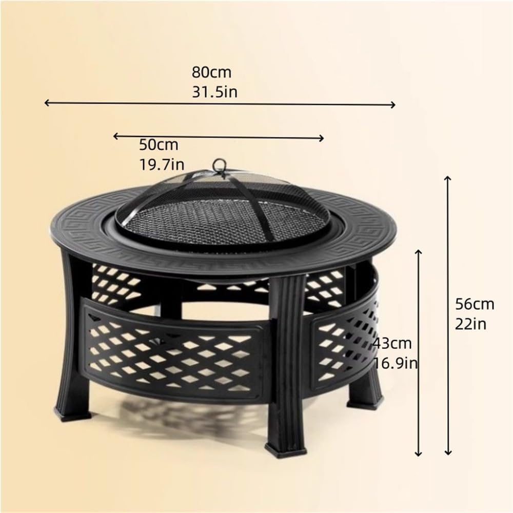 Wood Burning Firepits for Outside, Round Multi Function Fire Pits for Outside, Fire Pit for Home Barbecue, Camping, Fire Pit Table with Protective Cover and Fire Hook