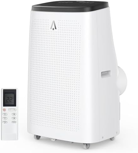 14000 BTUs Portable Air Conditioner – 3-In-1 Ultra-Quiet Cooling, Dehumidifier & Fan for Rooms Up to 750 Sq. Ft, AC Unit for Large Room, Campervan, Sleep Mode, 24H Timer & Windows Kit, Black Top Cover