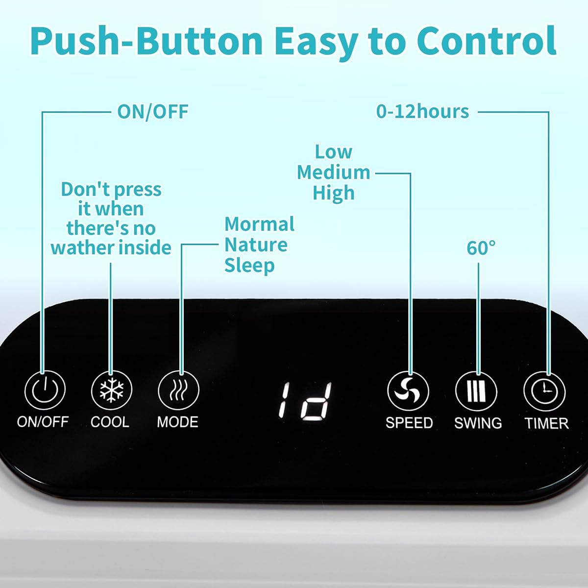 3-in-1 Portable Air Conditioner - 60° Oscillating Evaporative Air Cooler with Remote, Cools up to 215 Sq. Ft., Cooling fan Air Conditioner for Room Office Garage, White