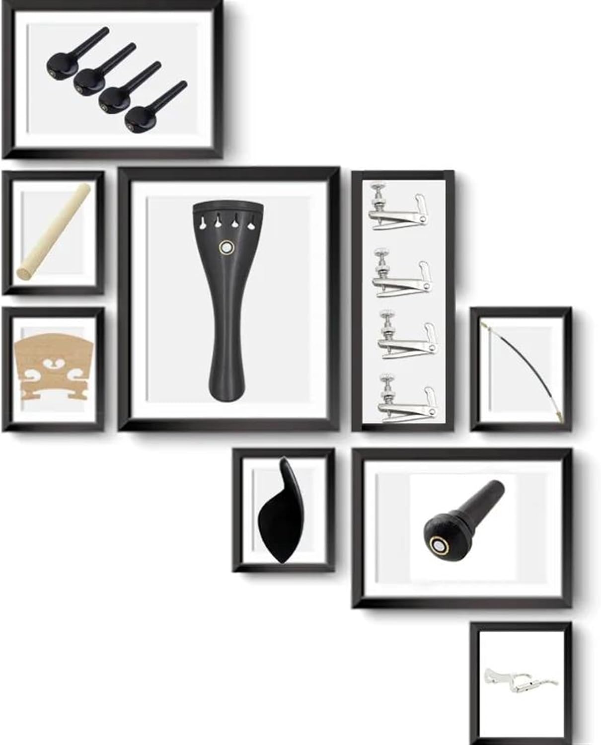 BABYCE violin accessories for beginners 15 Pcs Violin Accessories Per Set 4/4 Ebony Accessory Cable, Chin Rest, Peg And Other Violin Musical Instrument Accessories