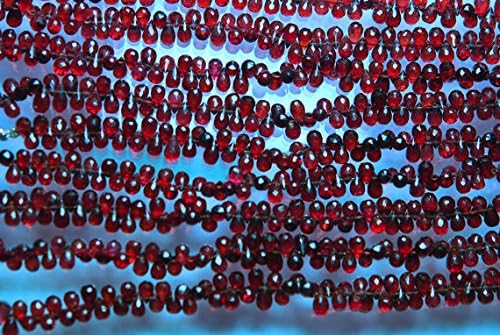 13 inch natural beads strand of 6-7mm faceted drop mozambique garnet gemstone beads for DIY jewelry - necklace, bracelet, earring, ring.