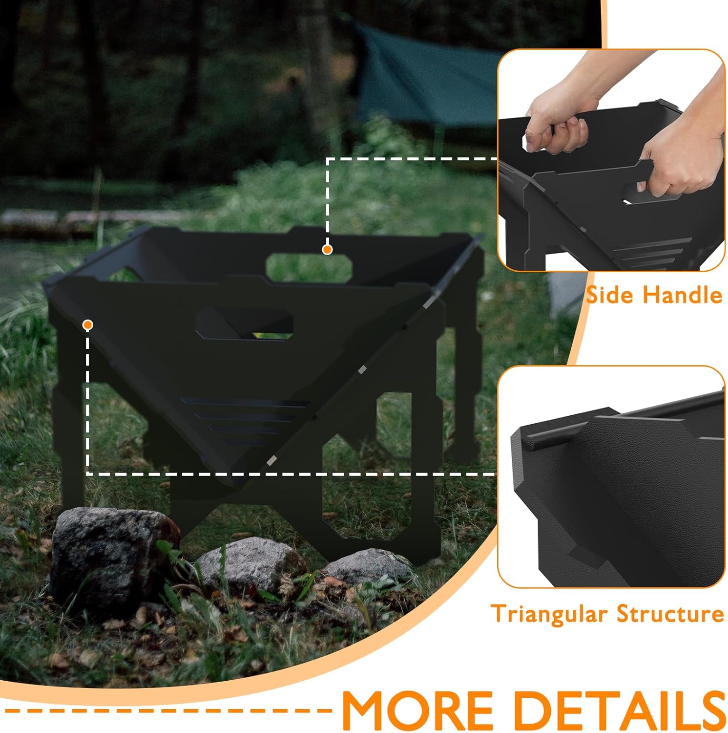 ACCPO Fire Pit 20 inch Outdoor Portable 2 in 1 Wood Burning Fire Pit Heavy Duty Steel Fire Pit for Patio & Backyard Bonfire BBQ Camping Grill Grate (Black)