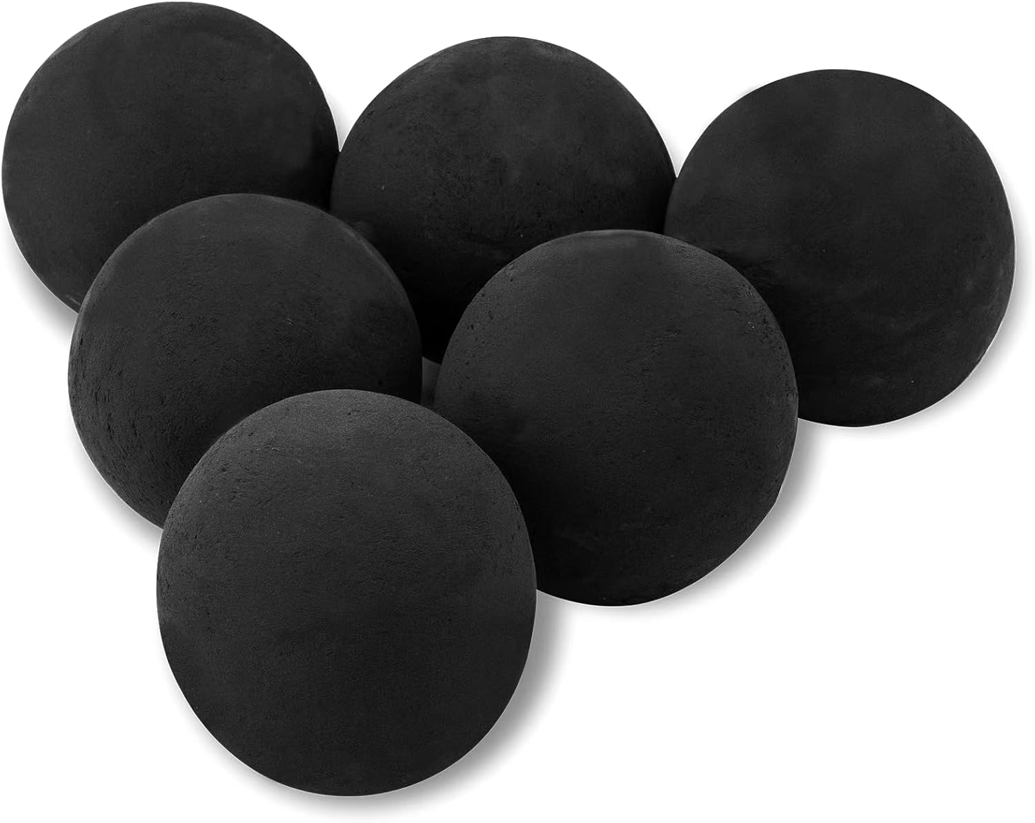 Skyflame Ceramic Fire Balls, Set of 6 Round Fire Stones Set for Indoor and Outdoor Fire Pits or Fireplaces Accessory, 5 Inch, Black