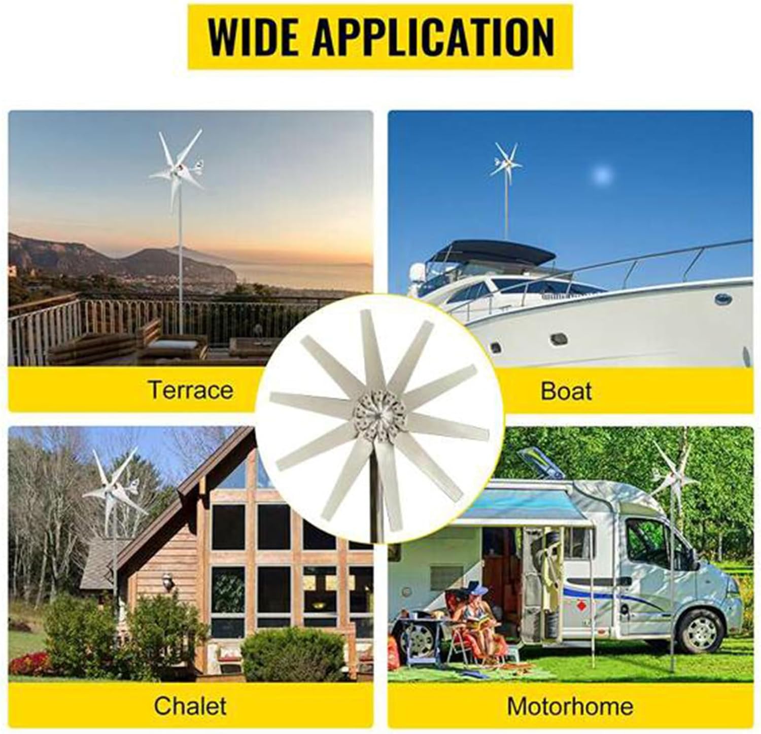 3000W Horizontal Wind Turbine Generator Low Noise Low Start Wind Speed 12V 24V48V 220V Windmill Off Grid System with MPPT Charger