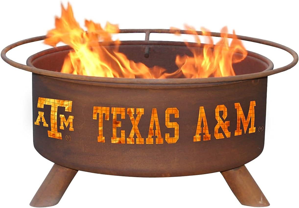 Patina Products F232 Texas AM Steel Outdoor Fire Pit - 24 x 24 x 11 inch - Natural Rust Patina Finish