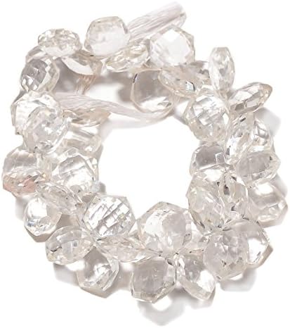 Faceted Crystal Beads, Hexagon Shaped Briolette Beads, Fancy Beads, 11x12mm Each, 7.5 Inch Strand