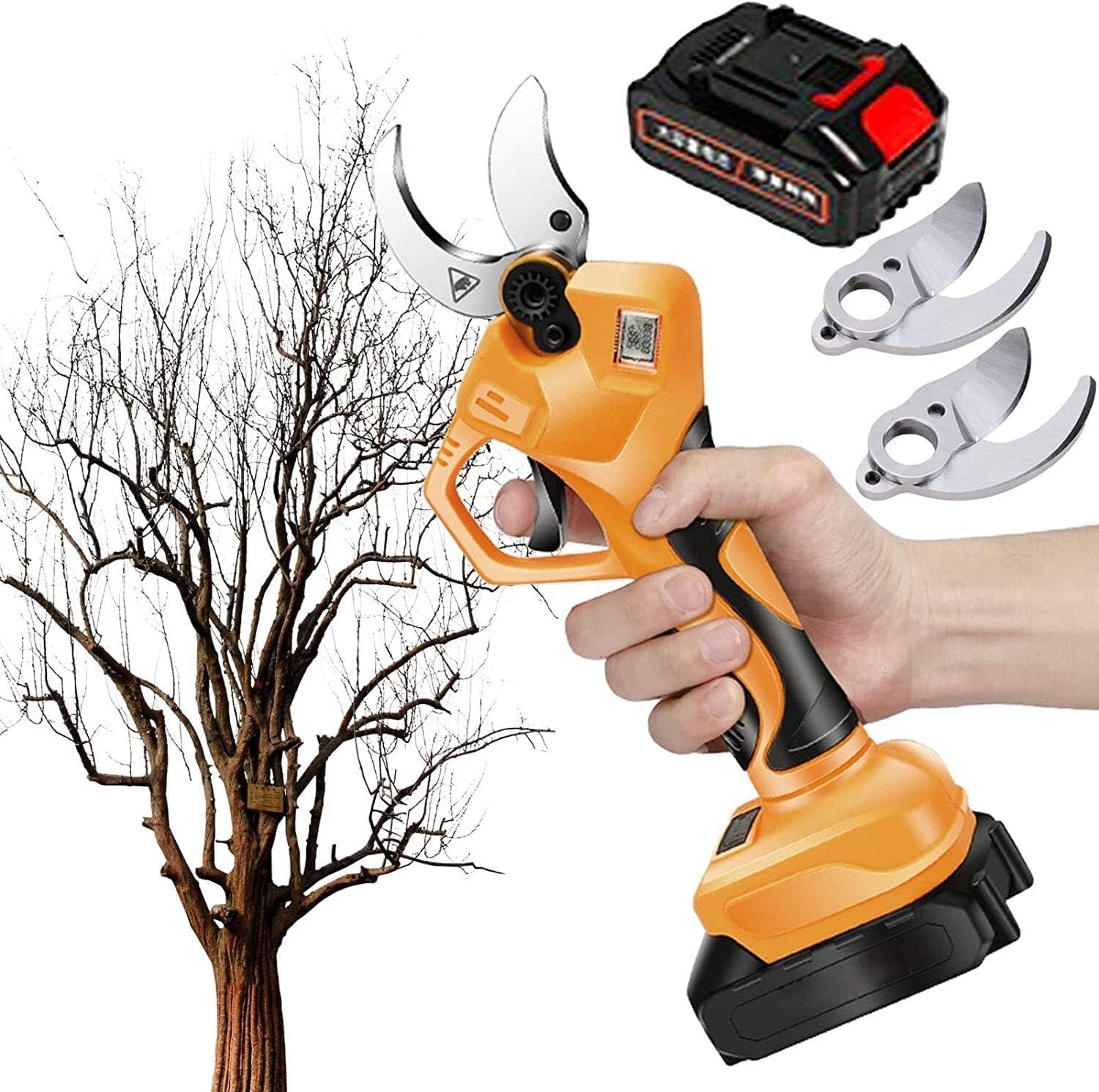 Cordless Pruning Shears 21V Electric Secateurs with 50mm Max Cutting, 2-Pack Batteries, SK5 Steel Blade