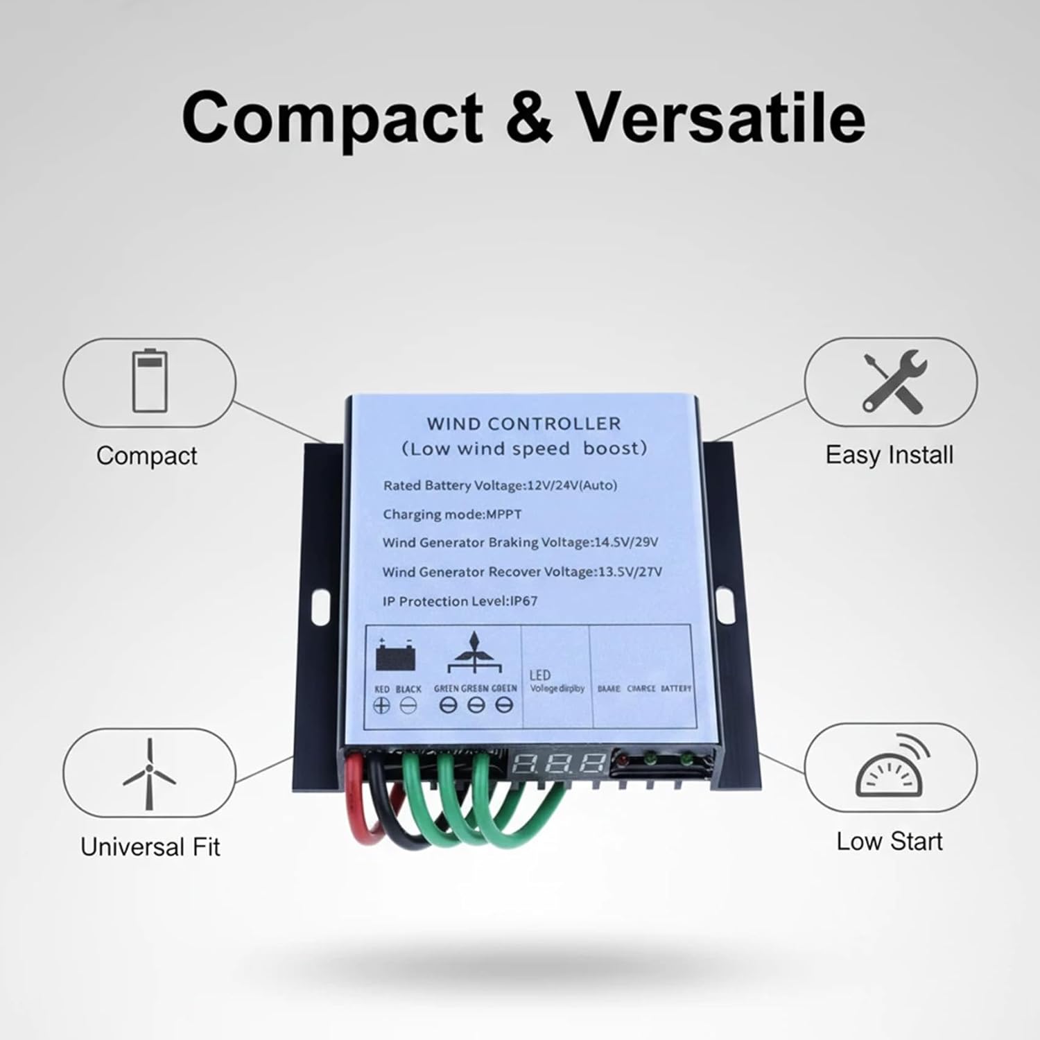 Wind Turbine Controller 3000W with MPPT Technology and IP67 Waterproof Rating,for Safe Operation in Adverse Weather 12V 24V 48V 220V
