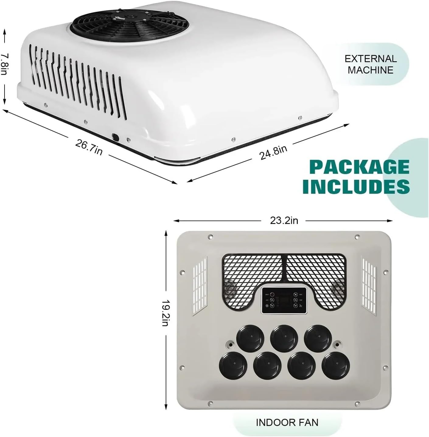 Heating&Cooling Electric Car Truck Rooftop Parking Air Conditioner 12V/24V for Camper RV Motorhome Caravan Tractor