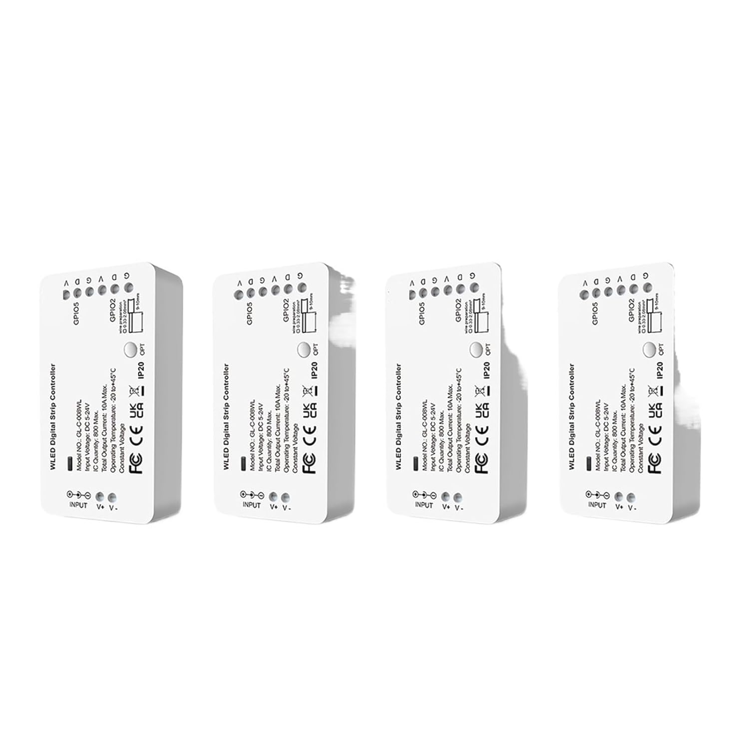 WLED LED Light Strip Controller 100 Dynamic Lighting Modes DIY Control 800 IC WS2812b WS2811 SK6812 Light Strip(4PCS WLED Controller)