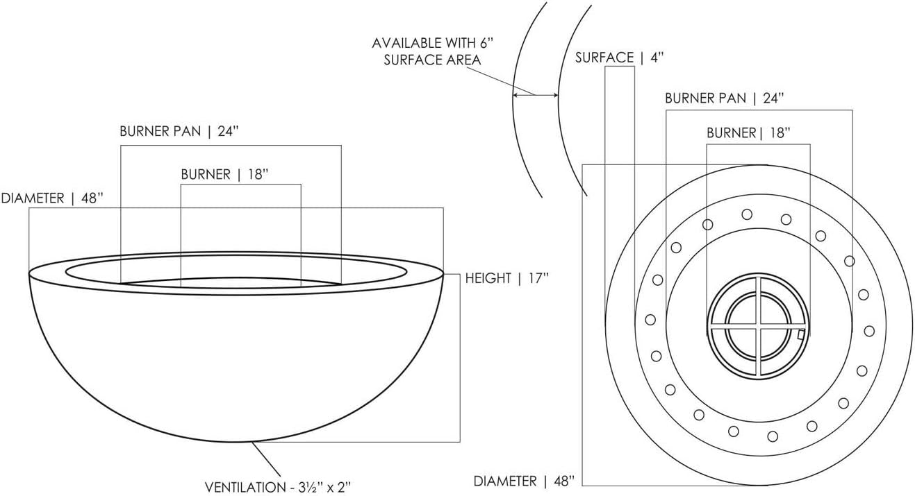 Prism Hardscapes Moderno 4 Concrete Gas Fire Pit (PH-404-2NG), Natural Gas, Ebony, 48-Inch