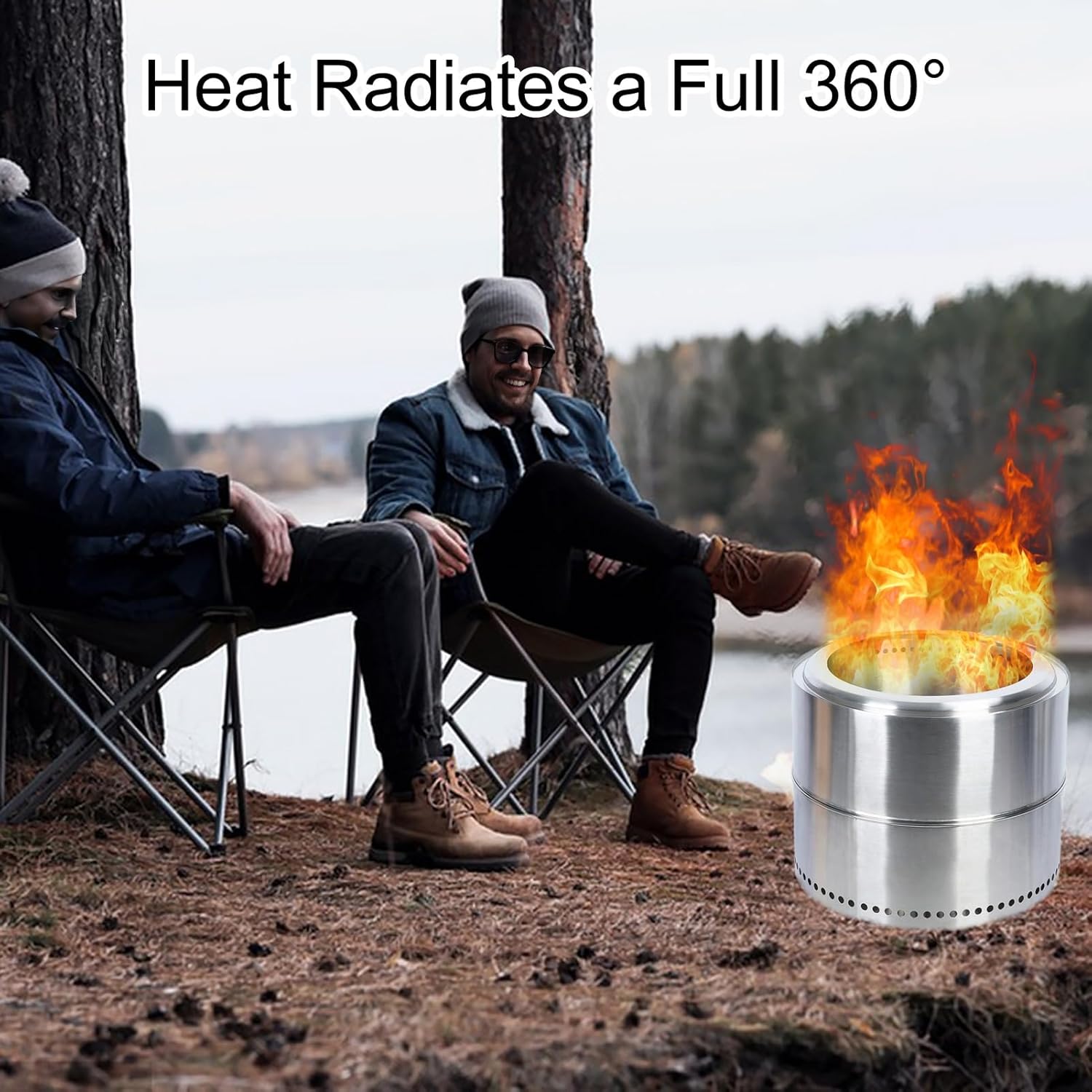 Smokeless Firepit,Wood Burning BBQ Firepit, Stainless Steel Portable Outdoor Fireplace with Ash Tray, Detachable Bonfire Firepit for Outside Camping 50 cm 50cm