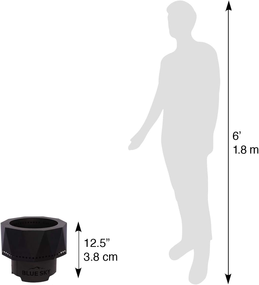 Blue Sky Outdoor Living Ridge Portable Fire Pit, Smokeless Fire Pit with Spark Screen, Lift, and Carrying Bag, Black