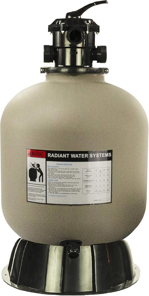 Rx Clear Radiant Sand Filter | for Above Ground Swimming Pools | 19 Inch Tank | 6-Position Valve | Comes with 1.5 Inch Threaded Connections | 175 Pound Sand Capacity | Up to 21,000 Gallons