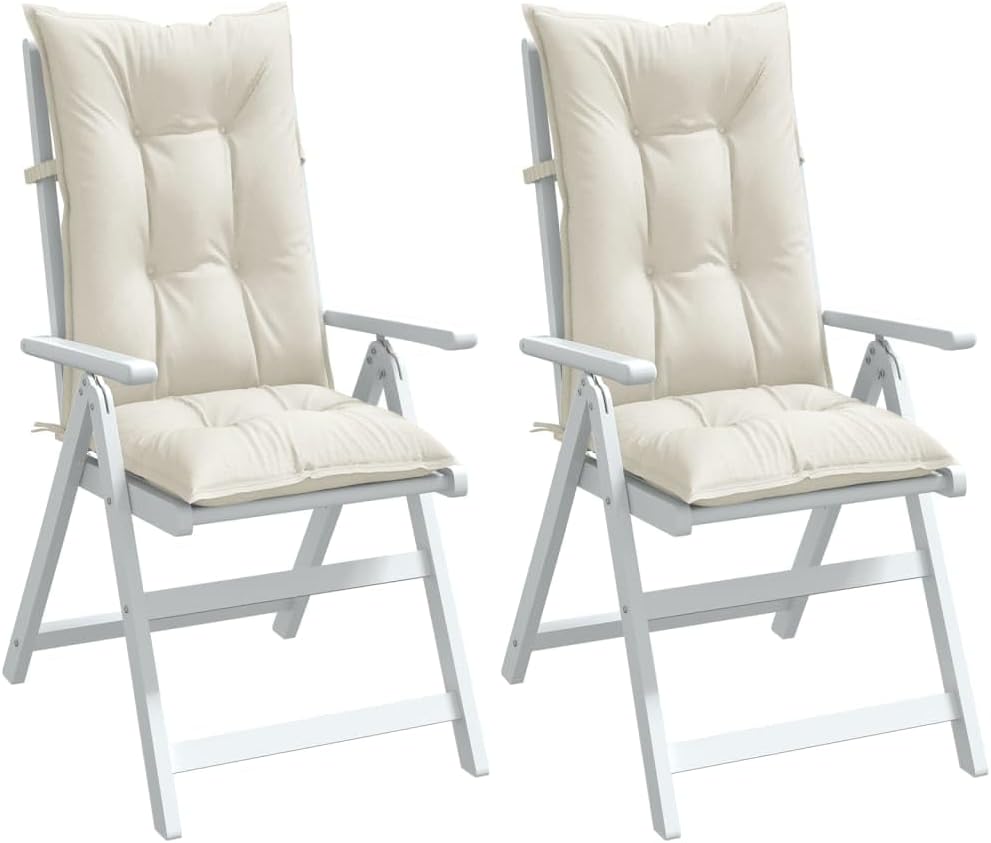 Highback Chair Cushions 2 pcs Melange Cream 47.2