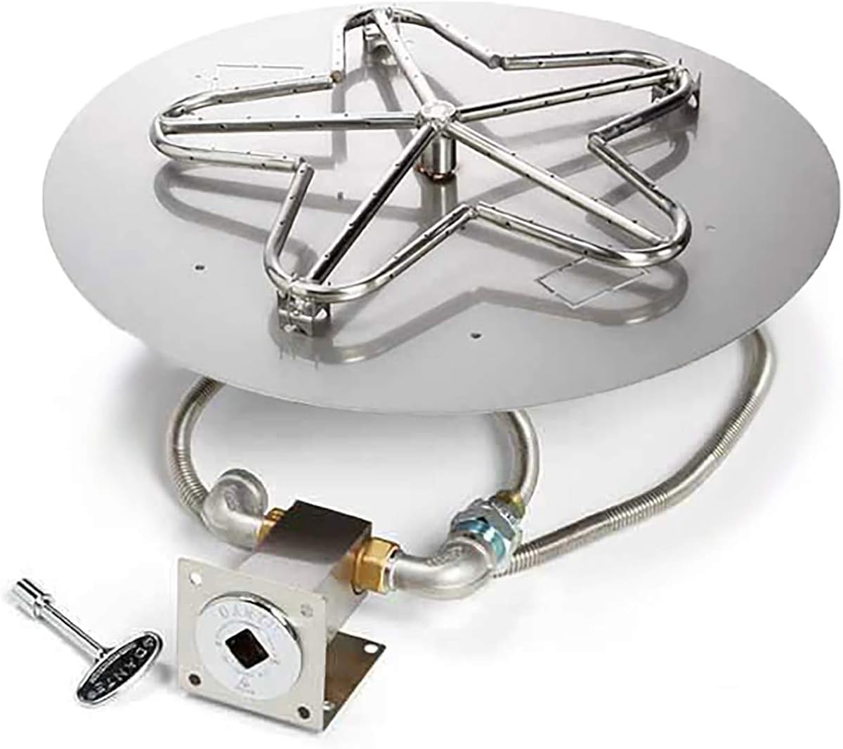 HPC Fire Match Light Fire Pit Burner Kit (PENTA18MLFPK-FLEX-NG), 18-Inch Flat Pan, Natural Gas, UL Listed