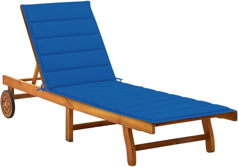 Patio Lounges Patio Sun Lounger with Cushion Solid Wood Acacia