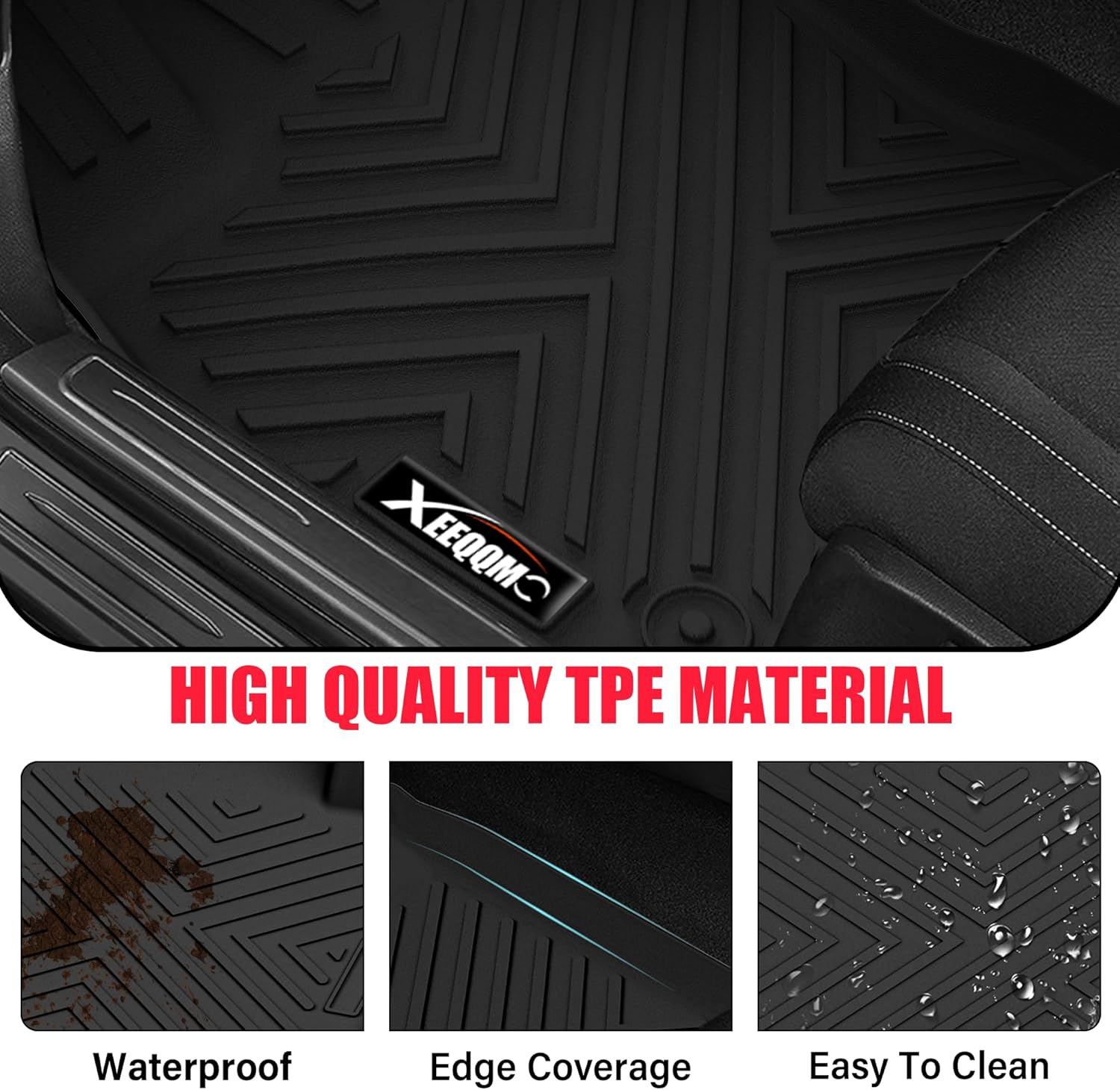 Floor mats for 2020-2025 2026 Ford Explorer 7 Seats Trunk Mat with Backrest Mat All Weather TPE Rubber Cargo Liner for 2020 2021 2022 2023 2024 2025 2026 Ford Explorer Accessories