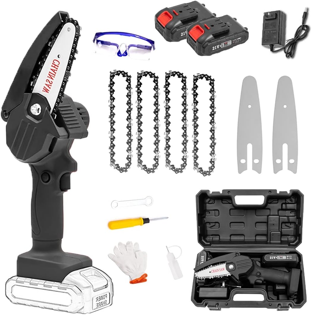 4 Inch Cordless Chainsaw with Charger,Mini Chainsaw with Battery and Led Lights,Mini Chain Saw,Cordless Battery Power, Portable Electric Chainsaw, Suitable for Gardening, Wood, Outdoor Camping