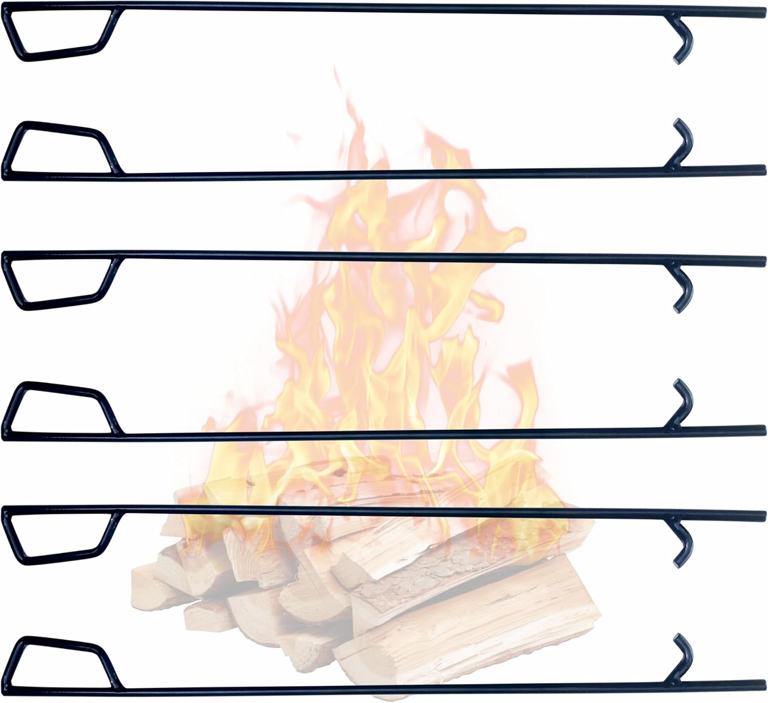 FEBTECH - Firepit Poker - 36 Inch Long Poker - Black Powder Coated Fireplace Poker - Camping Essentials & Fireplace Tools - Firepit Poker for Outside pits & Indoor Hearth (6 Piece)