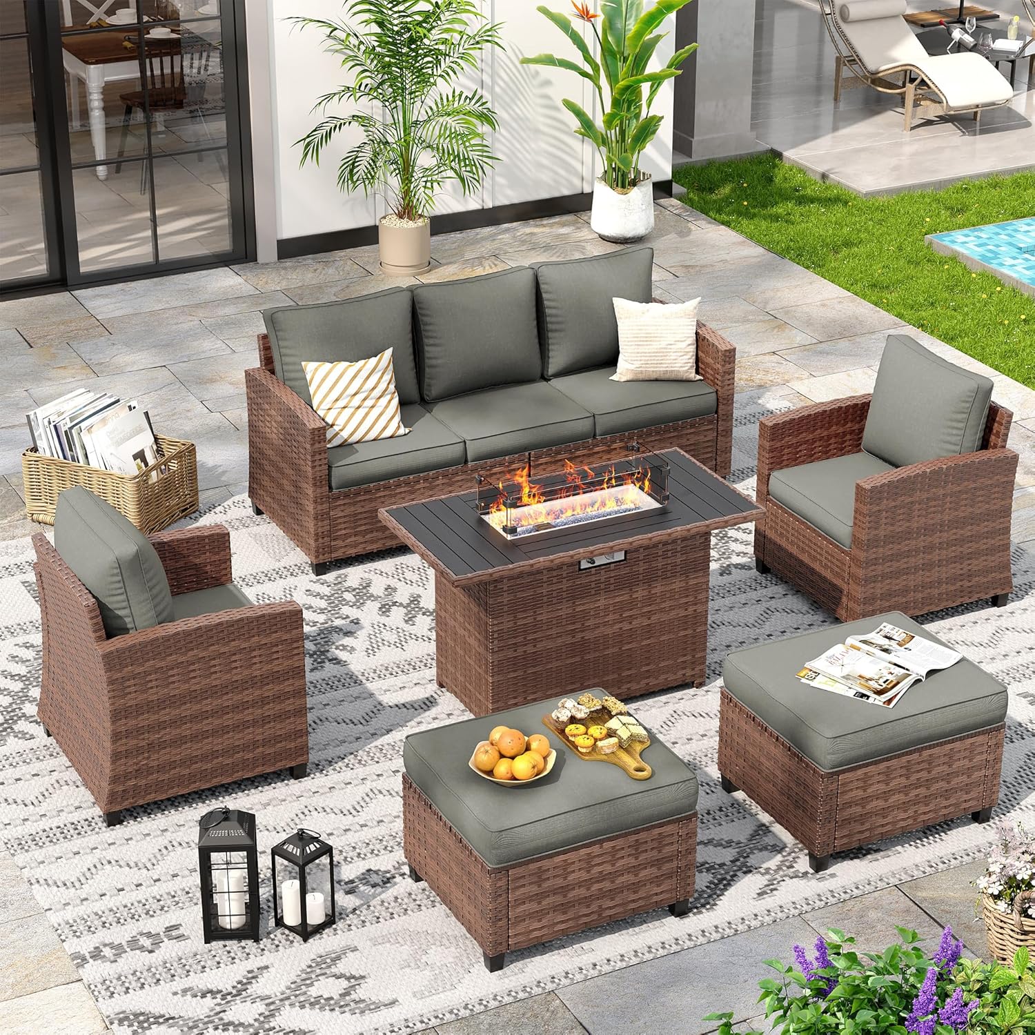 6 Pieces Patio Furniture Set with 44