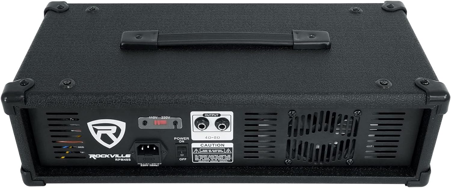 Rockville RPM48S 2000W Powered 4 Channel Mixer/Stereo Amplifier, Bluetooth, 3-Band EQ, USB/SD Inputs, for DJs and Live Events