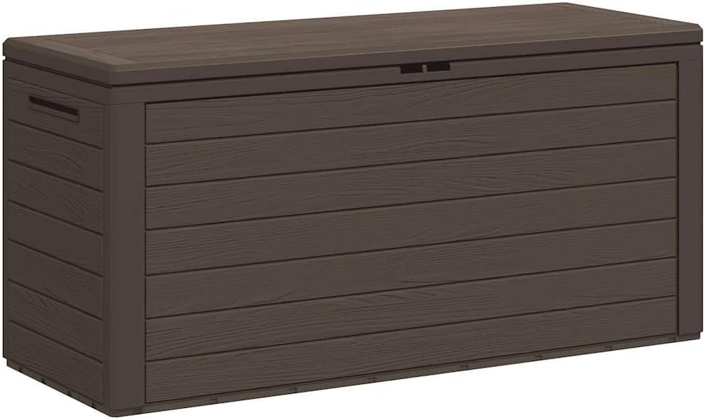 vidaXL Outdoor Storage Box 76.6 Gal Deck Box, UV-Resistant Polypropylene, Weatherproof Garden Cushion Chest for Patio & Tools, Brown, 45.7