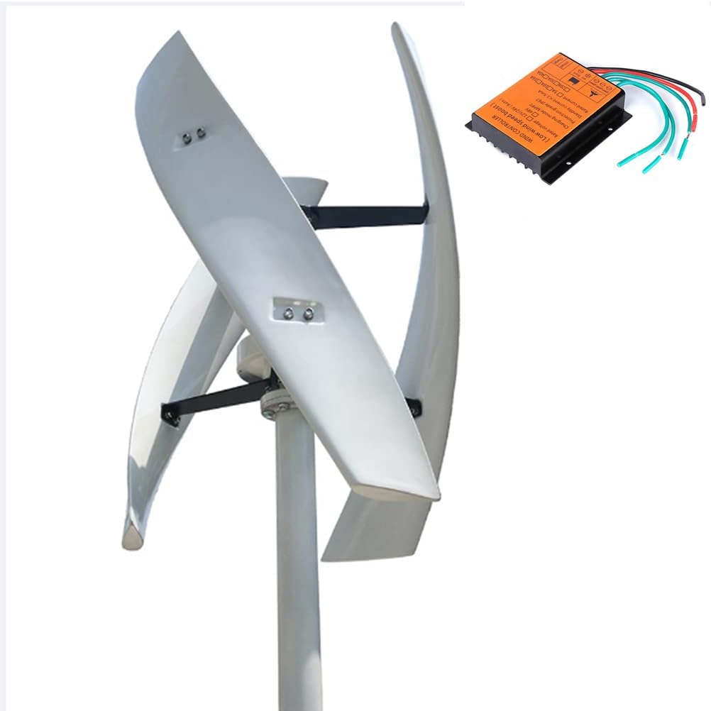 No Noise Vertical Axis Wind Turbine Generator1000w 12V 24V 48V/ 220V Magnetic Levitation Wind Turbine with MPPT Controller for Home Street Lighting(White)