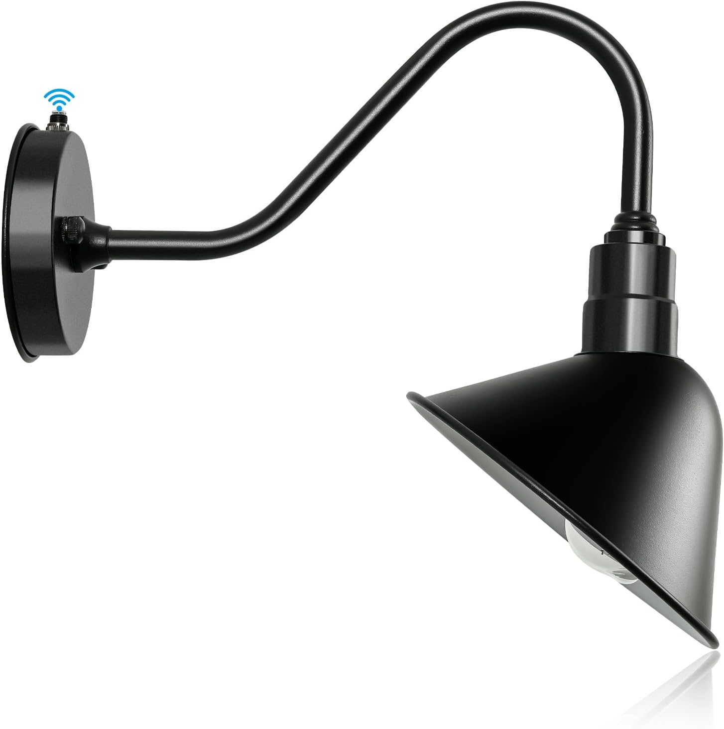 Gooseneck-Barn Sign-Light Outdoor-Store Fixture - 8 inch Dome Angle Shade Small Wall Scoop Lights Dusk to Dawn Farmhouse Vintage Antique Style Lighting Blck Exterior White 7.9 inch(1PC)