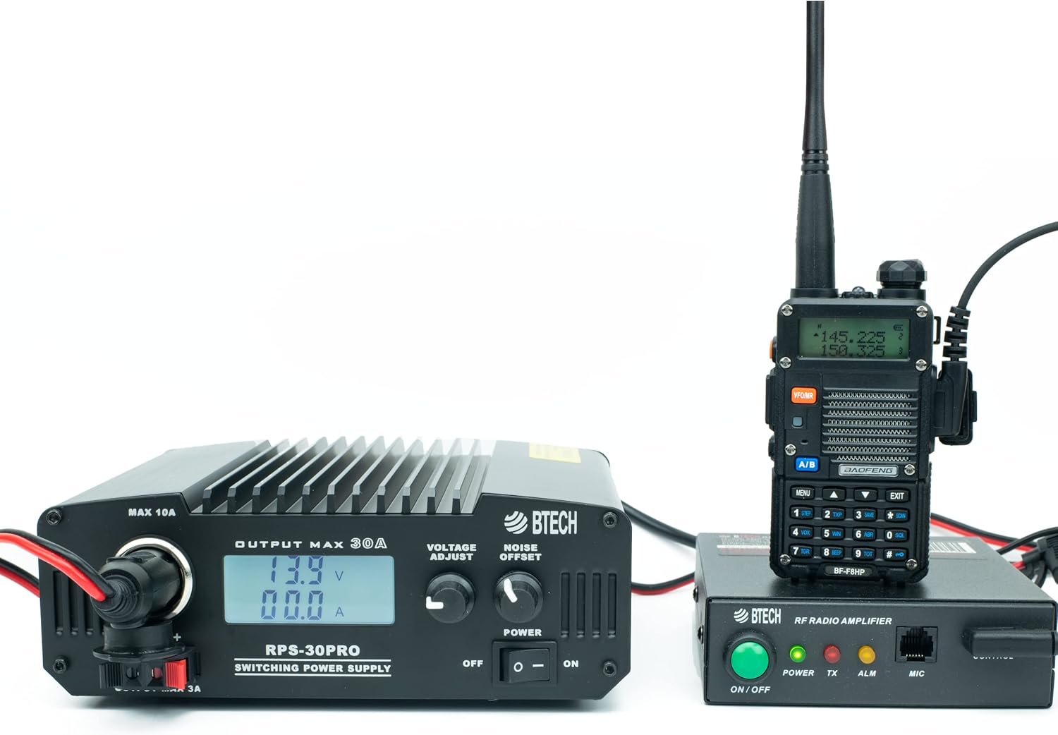 BTECH RPS-30PRO 30 Amp Regulated Universal Compact Bench Power Supply, AC-to-DC Power Convertor, 13.8V (9~15VDC Adjustable) with Noise Offset Adjustment, Includes Multiple Power Connections