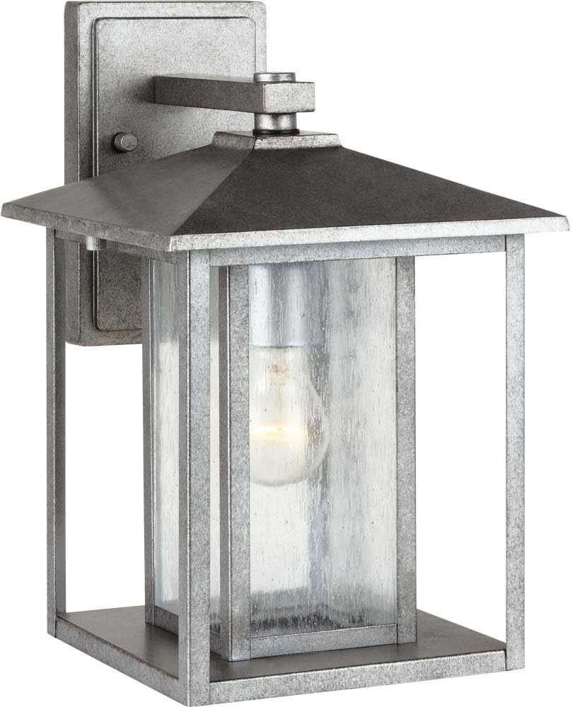 Sea Gull Lighting 88027-57 Hunnington Outdoor Wall Lantern Outside Fixture, One - Light, Weathered Pewter