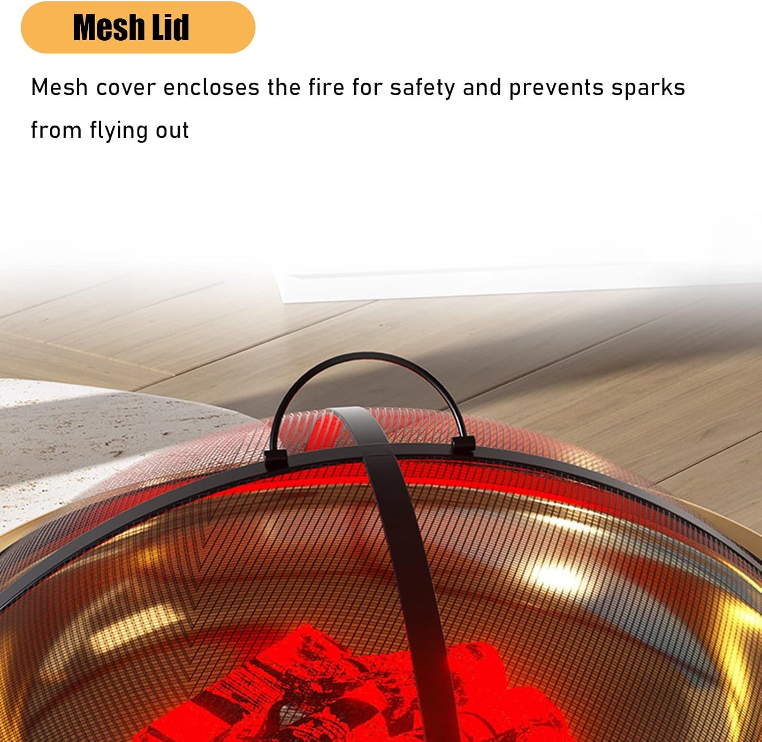 LXLZYXSF Outside Inside Round Fire Pit, Wood Burning Fire Basin Bowl for Patio Backyard Garden Deck Porch Camping Living Room, Metal (Color : Light Coffee, Size : 50cm/19.6inch Wide)