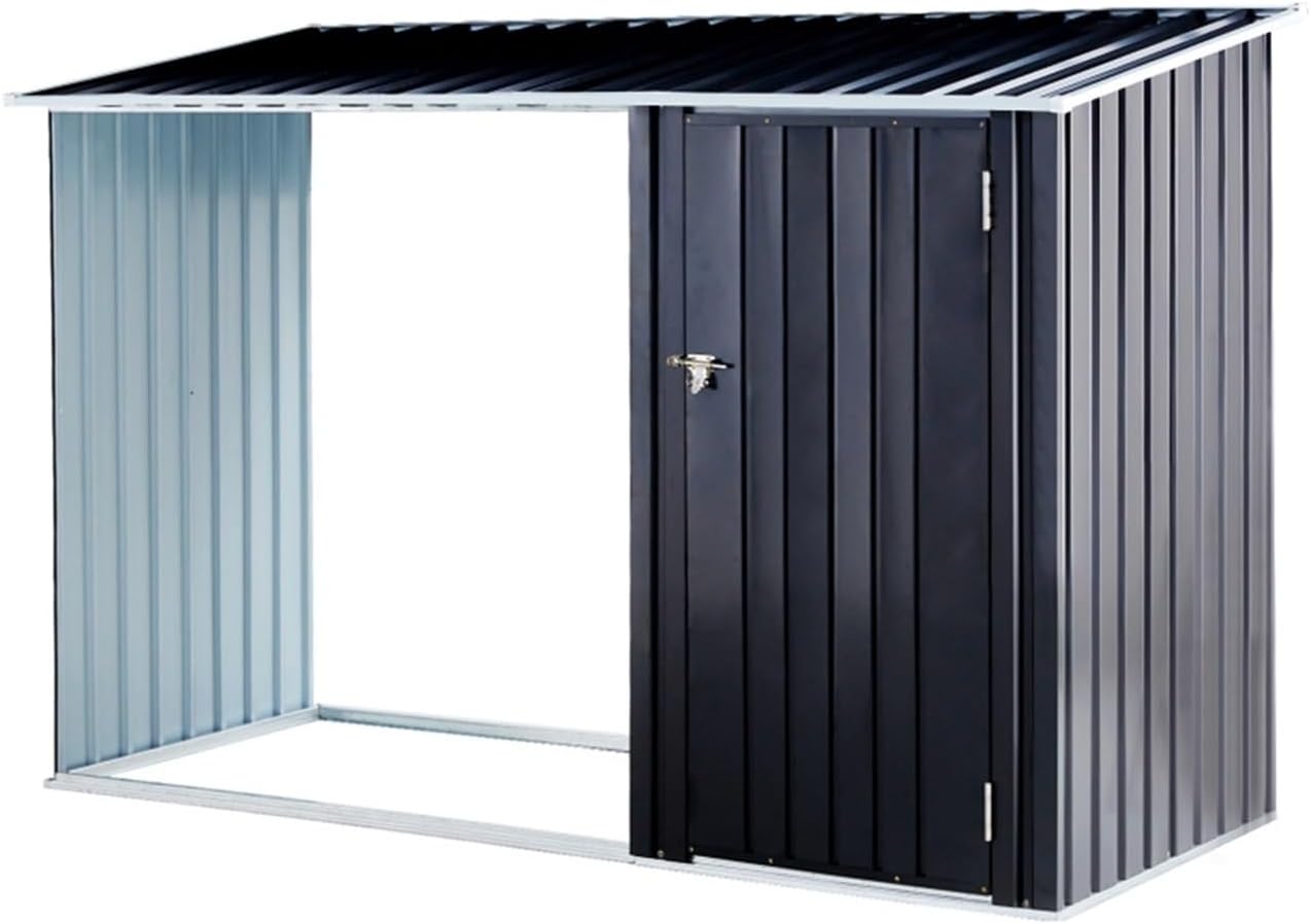 Garden Sheds Firewood Storage Shed, Outdoor Firewood Rack, Storage Shed Holder, Firewood Shelter for Patio, Galvanized Steel Outdoor Storage Sheds