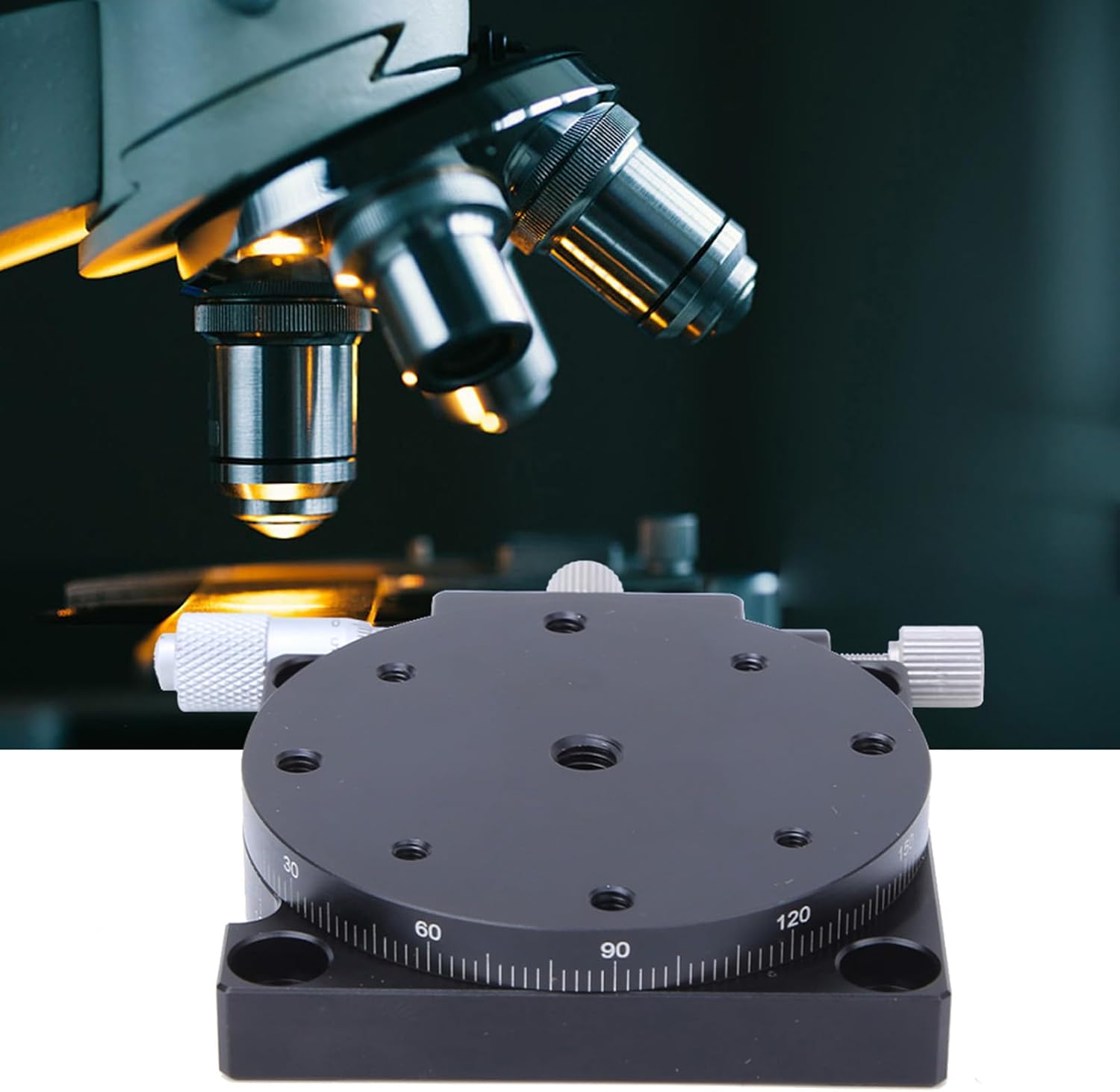 Manual Trimming Station Displacement Platform, Linear Stage Tuning Sliding Table Φ60mm for Production Machinery, Optical Experimental Measurement