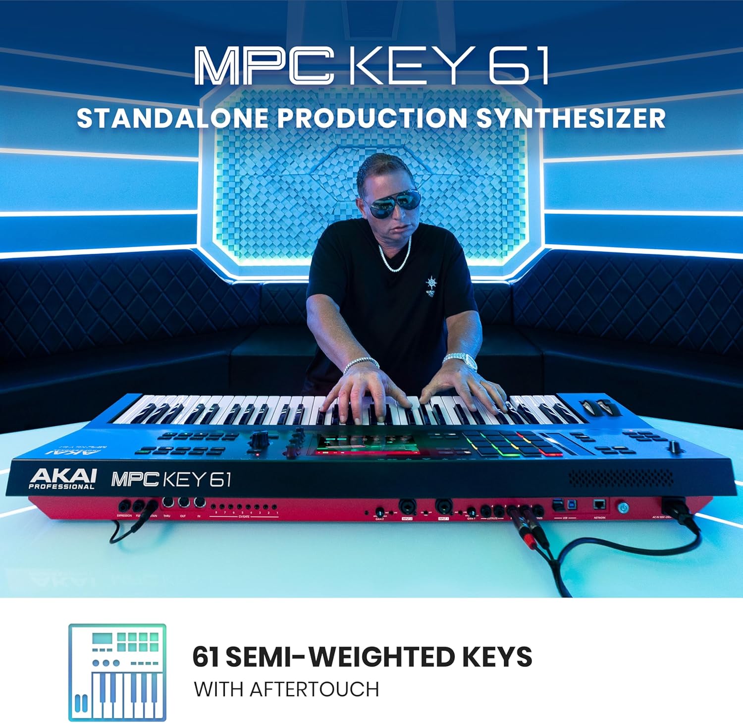 Akai Professional MPC Key 61 - Standalone Music Production Synthesizer Keyboard with Touch Screen, 16 Drum Pads, 20+ Sound Engines, Semi Weighted Keys, and Native Instruments Integration